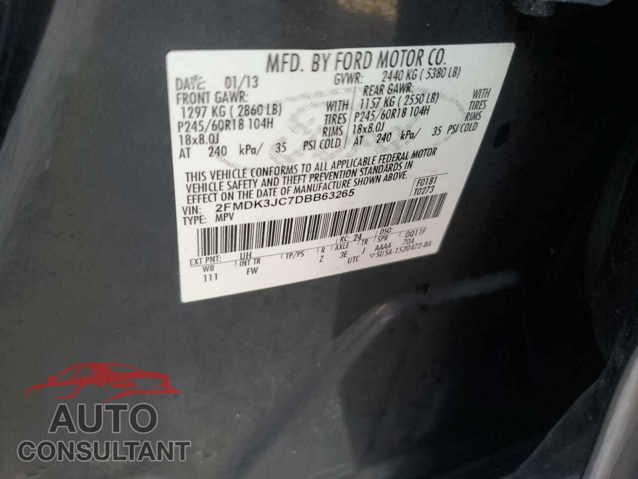FORD EDGE 2013 - 2FMDK3JC7DBB63265