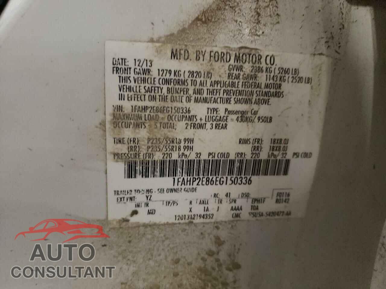 FORD TAURUS 2014 - 1FAHP2E86EG150336