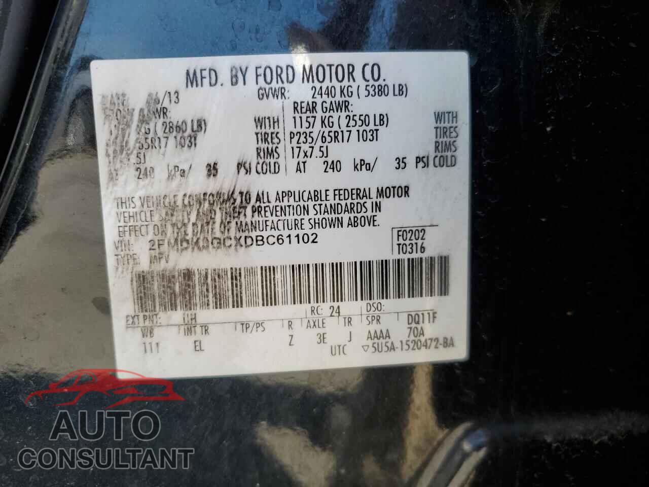 FORD EDGE 2013 - 2FMDK3GCXDBC61102