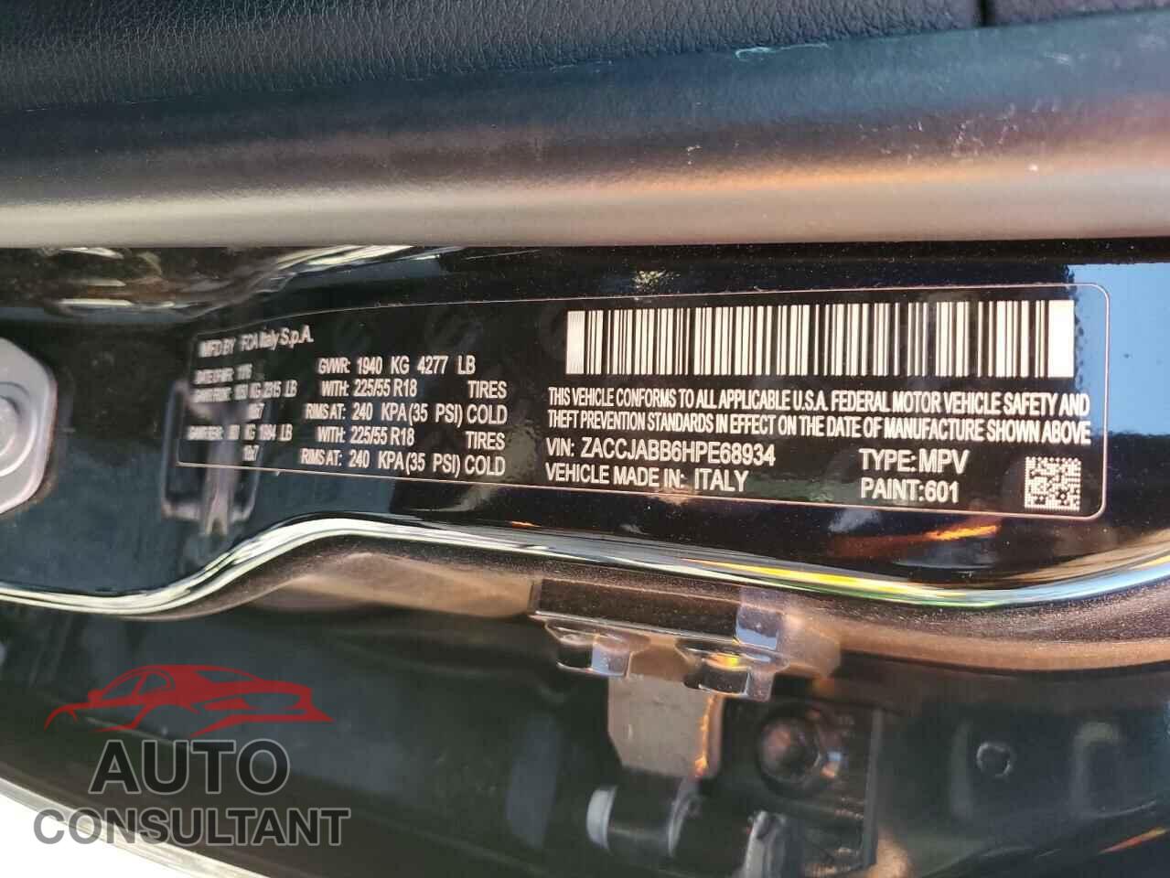 JEEP RENEGADE 2017 - ZACCJABB6HPE68934