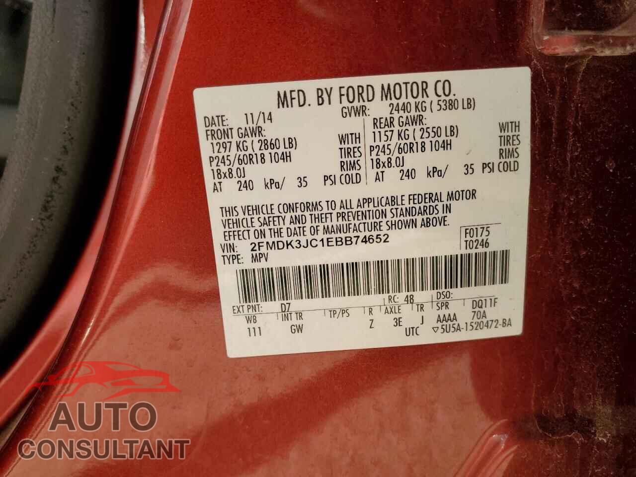 FORD EDGE 2014 - 2FMDK3JC1EBB74652