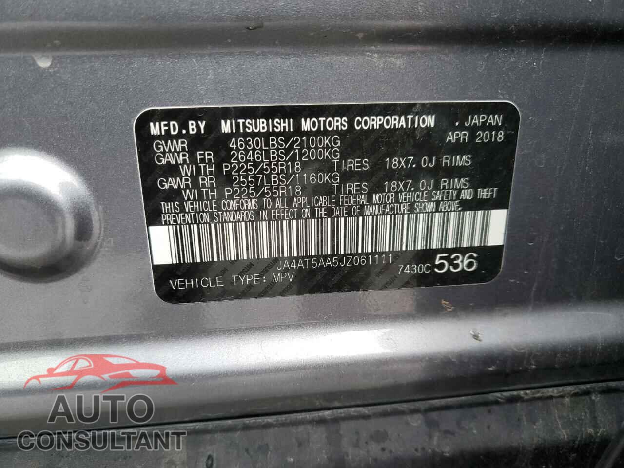 MITSUBISHI ECLIPSE 2018 - JA4AT5AA5JZ061111