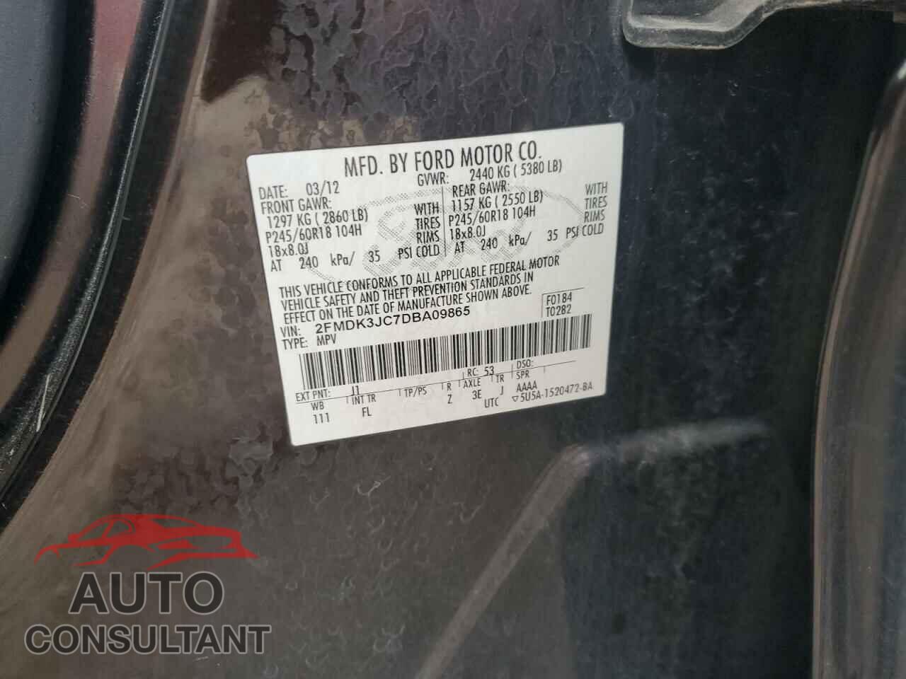 FORD EDGE 2013 - 2FMDK3JC7DBA09865