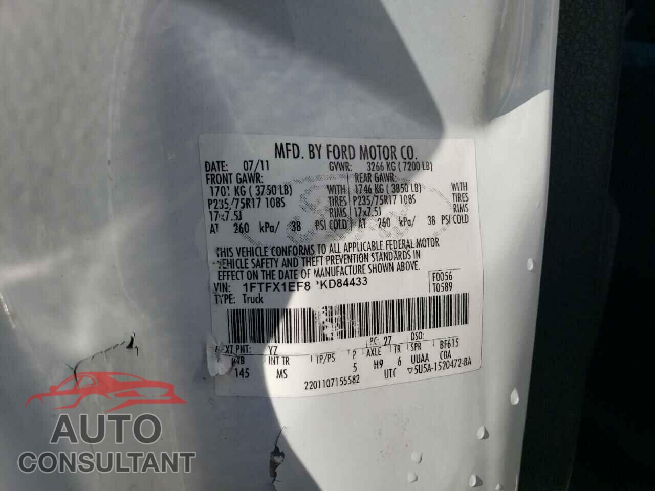 FORD F-150 2011 - 1FTFX1EF8BKD84433