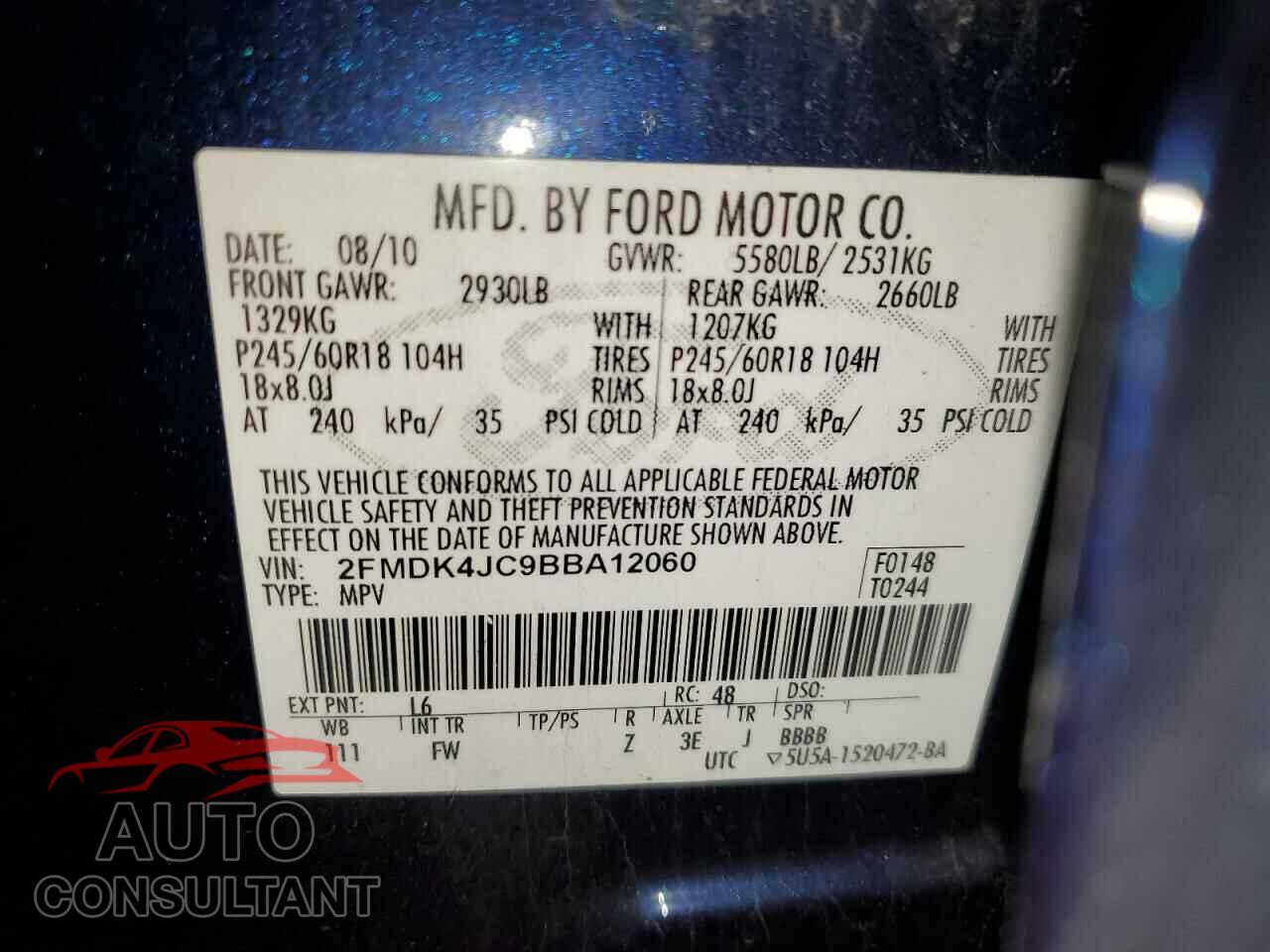 FORD EDGE 2011 - 2FMDK4JC9BBA12060