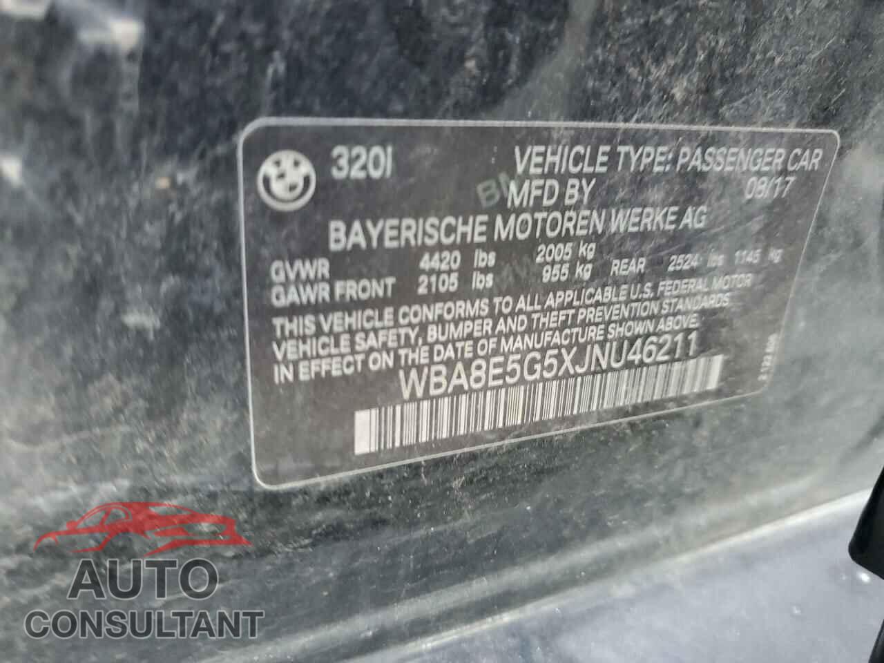 BMW 3 SERIES 2018 - WBA8E5G5XJNU46211
