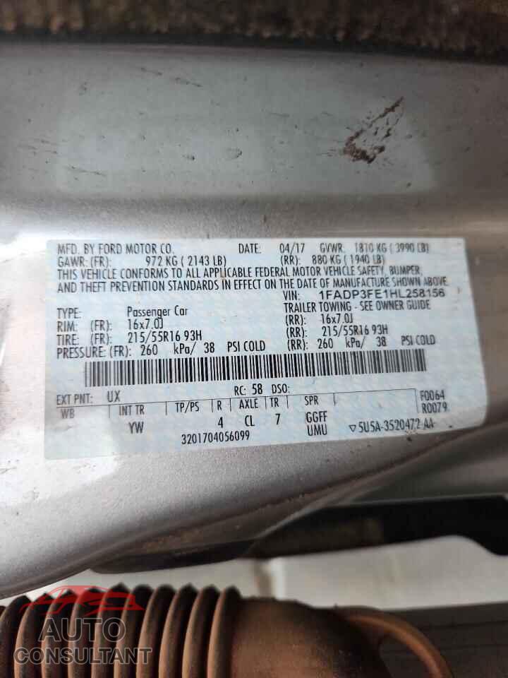 FORD FOCUS 2017 - 1FADP3FE1HL258156