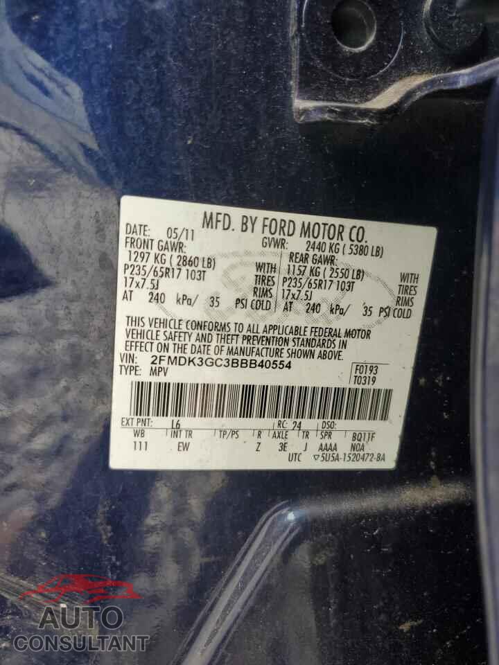 FORD EDGE 2011 - 2FMDK3GC3BBB40554
