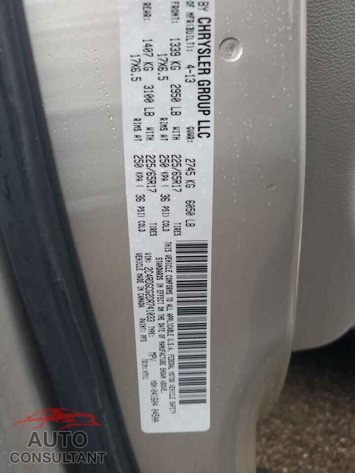 DODGE CARAVAN 2013 - 2C4RDGCG2DR741033