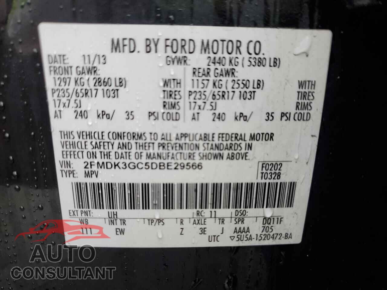 FORD EDGE 2013 - 2FMDK3GC5DBE29566