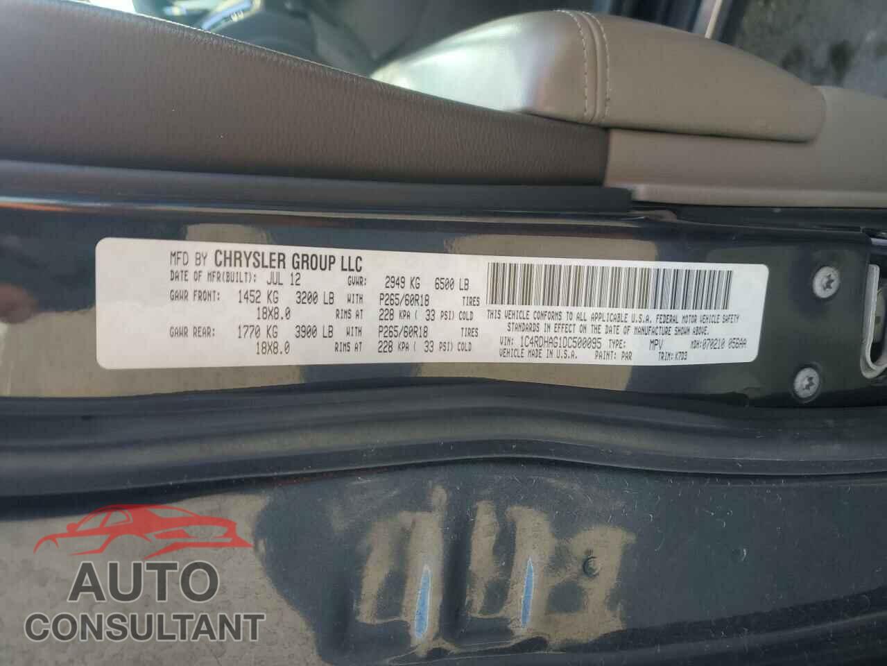 DODGE DURANGO 2013 - 1C4RDHAG1DC500095