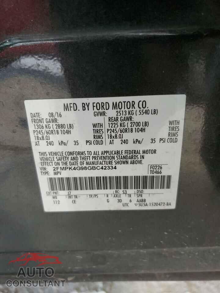 FORD EDGE 2016 - 2FMPK4G98GBC42334