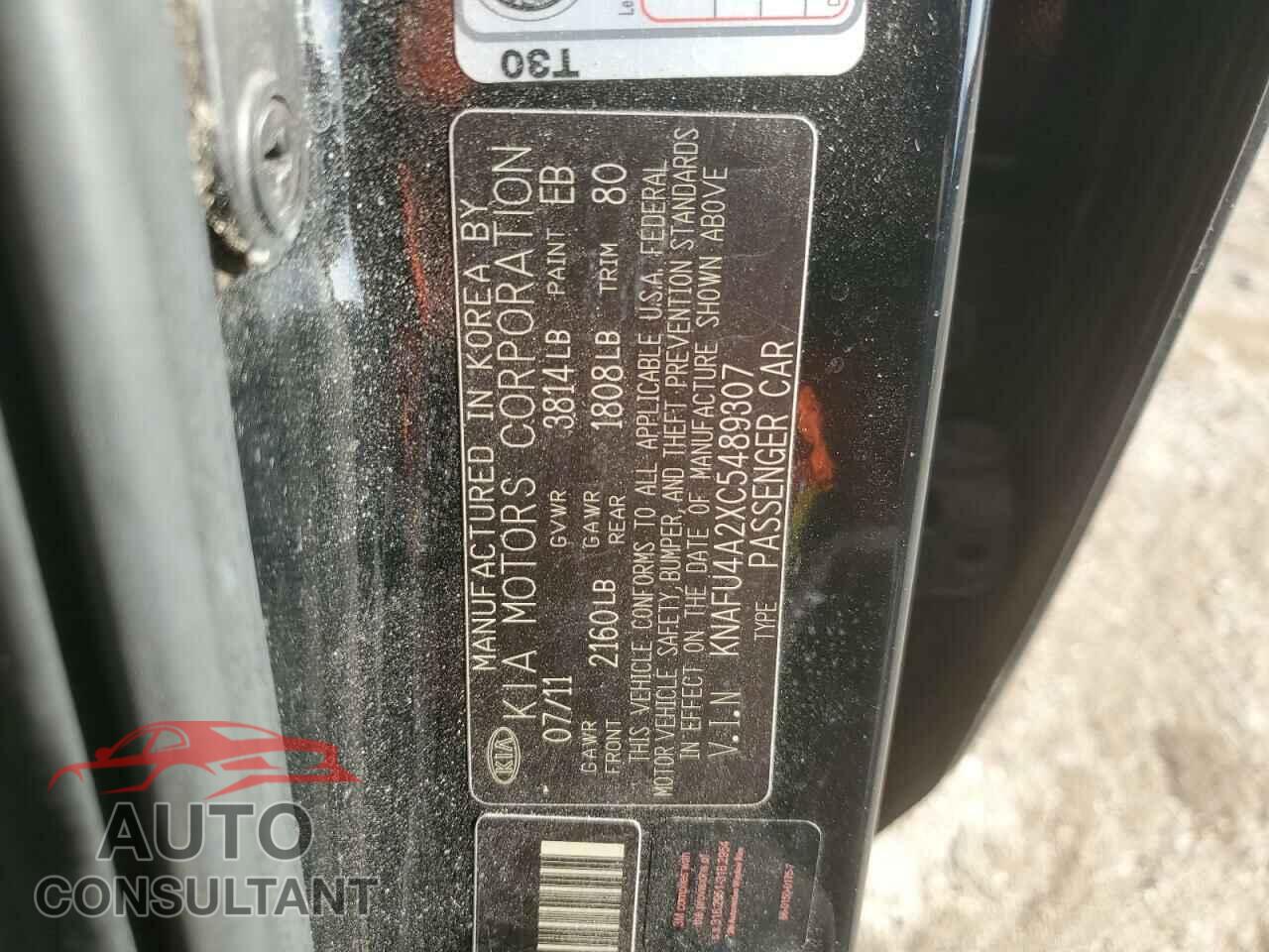 KIA FORTE 2012 - KNAFU4A2XC5489307