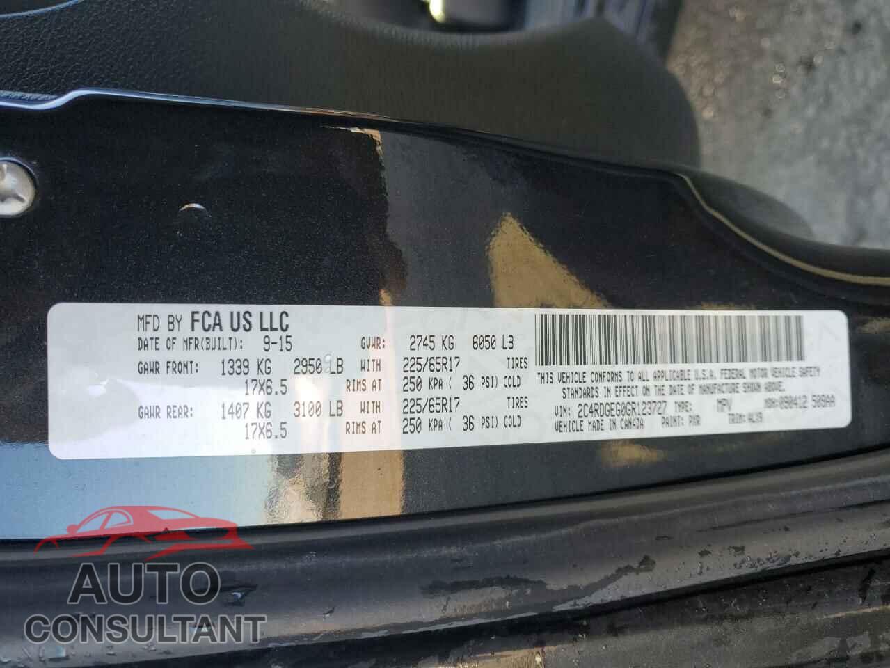 DODGE CARAVAN 2016 - 2C4RDGEG0GR123727