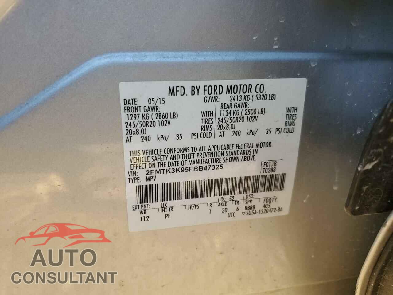 FORD EDGE 2015 - 2FMTK3K95FBB47325