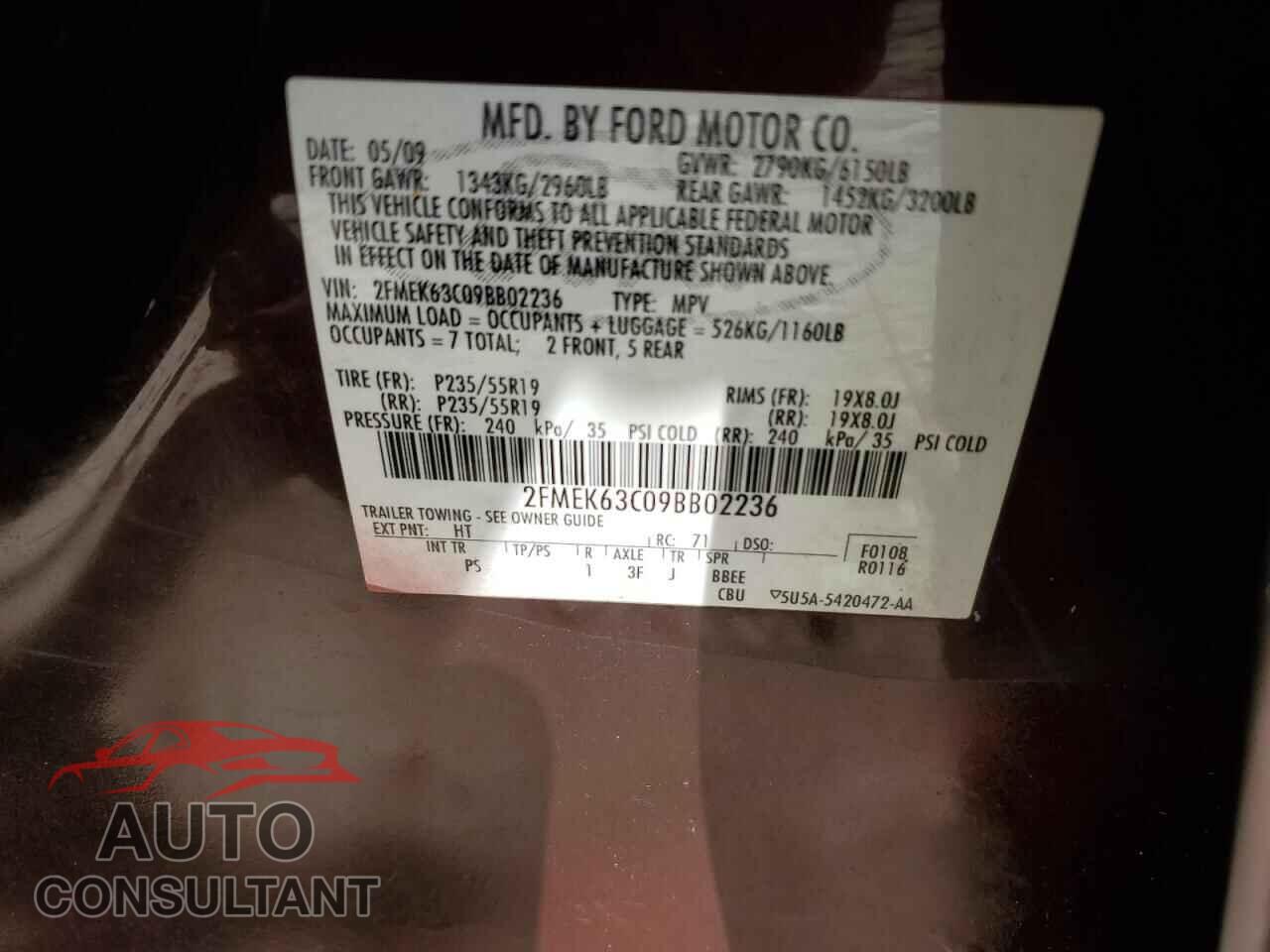 FORD FLEX 2009 - 2FMEK63C09BB02236