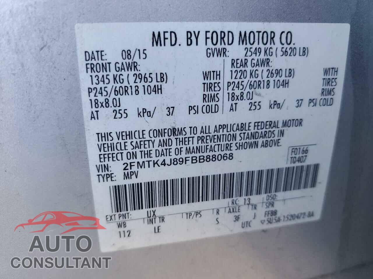 FORD EDGE 2015 - 2FMTK4J89FBB88068