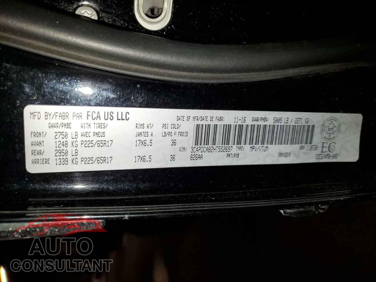 DODGE JOURNEY 2017 - 3C4PDCAB2HT552697