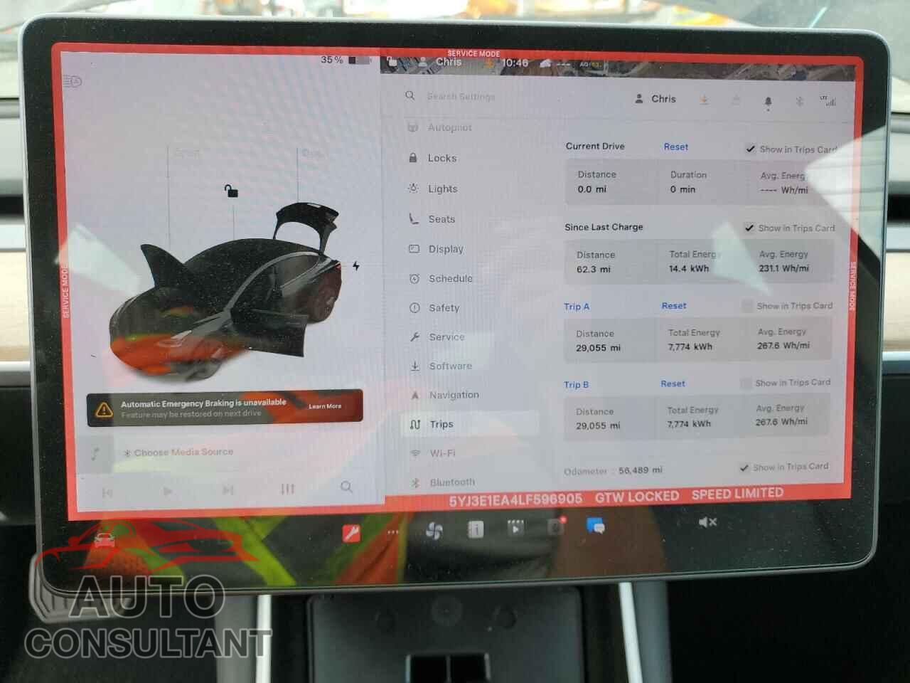 TESLA MODEL 3 2020 - 5YJ3E1EA4LF596905