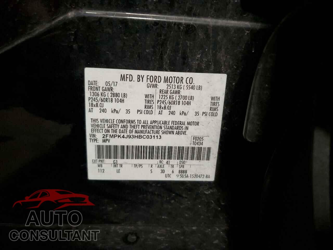 FORD EDGE 2017 - 2FMPK4J93HBC03113