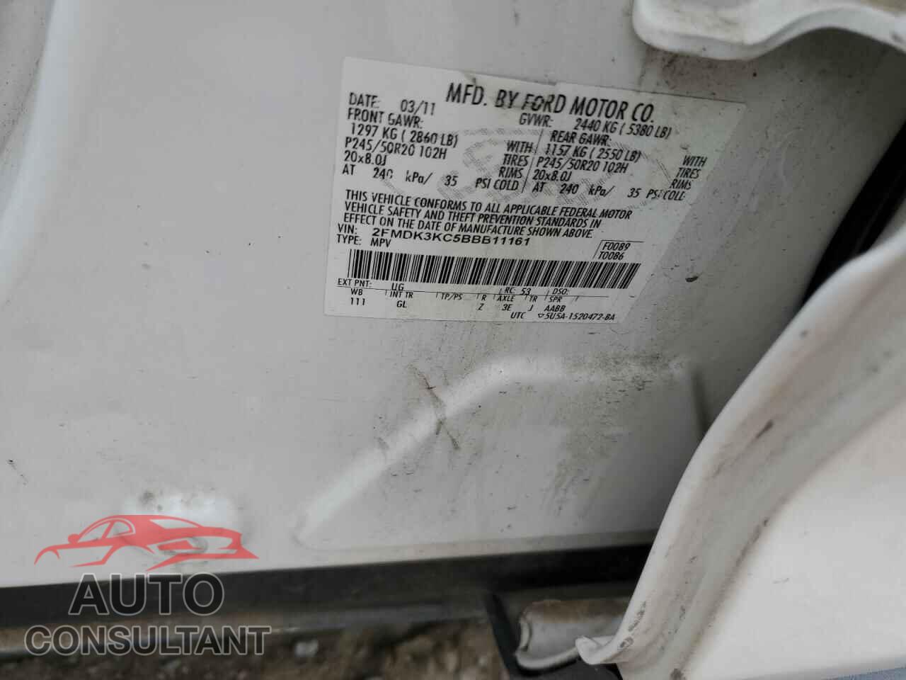 FORD EDGE 2011 - 2FMDK3KC5BBB11161