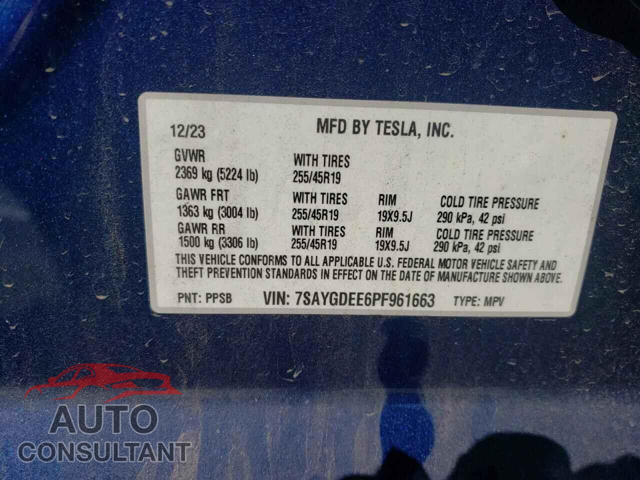 TESLA MODEL Y 2023 - 7SAYGDEE6PF961663