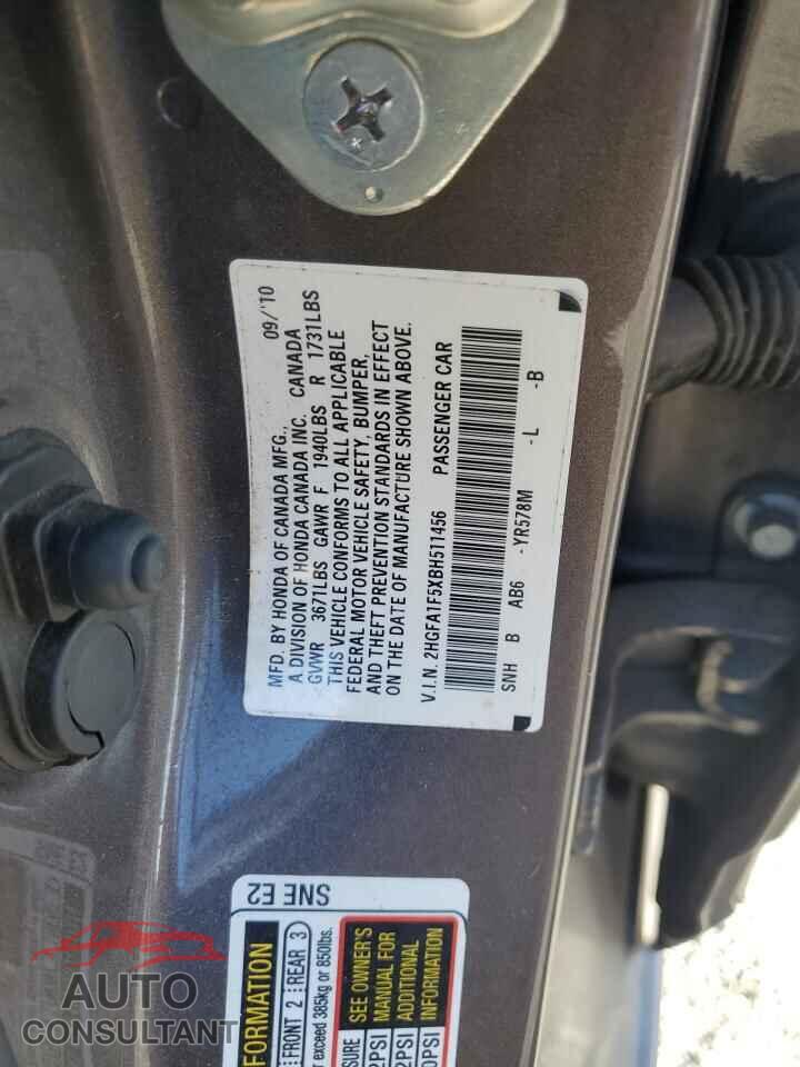 HONDA CIVIC 2011 - 2HGFA1F5XBH511456