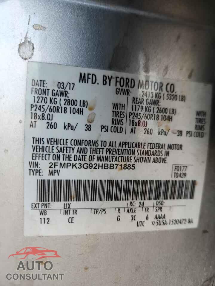FORD EDGE 2017 - 2FMPK3G92HBB71885
