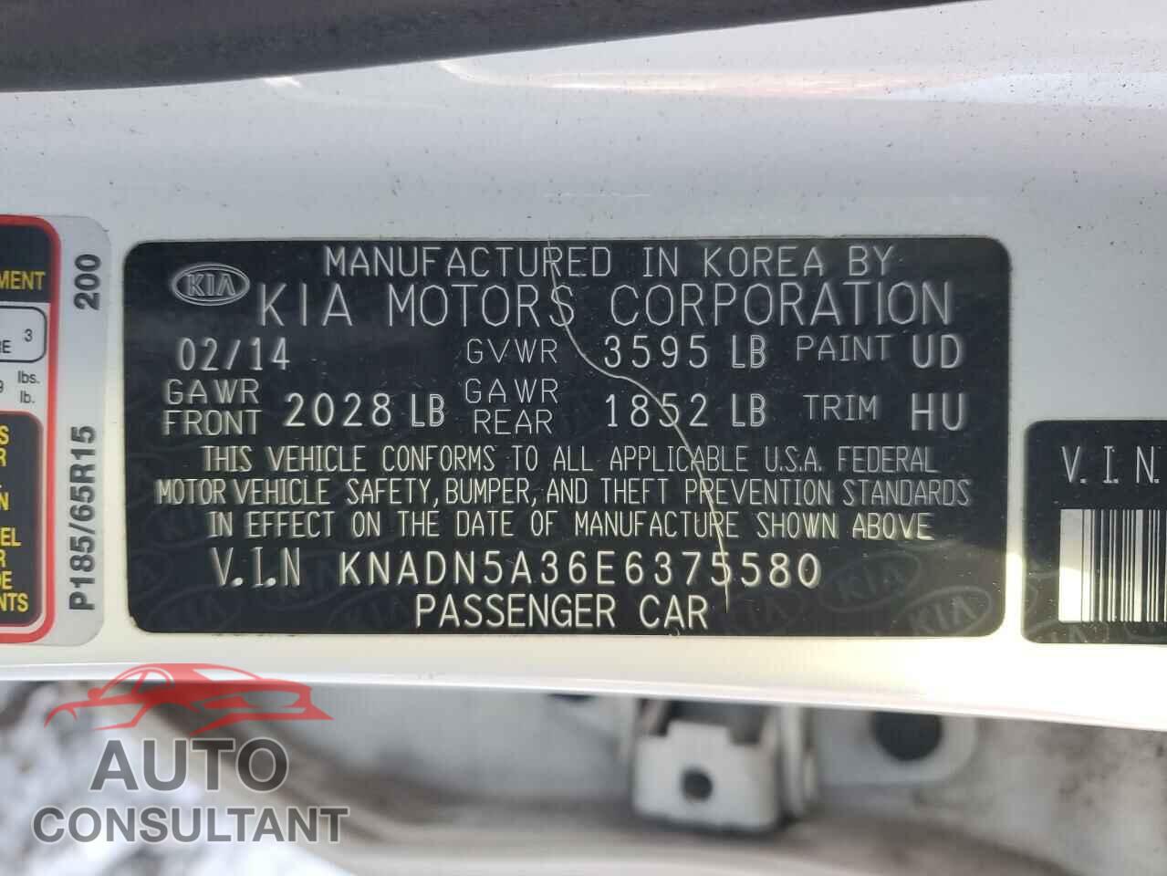 KIA RIO 2014 - KNADN5A36E6375580