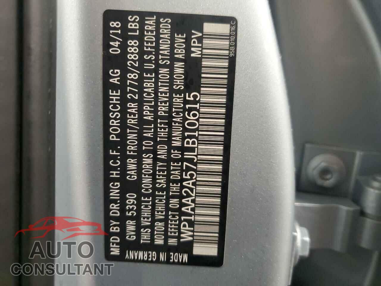 PORSCHE MACAN 2018 - WP1AA2A57JLB10615