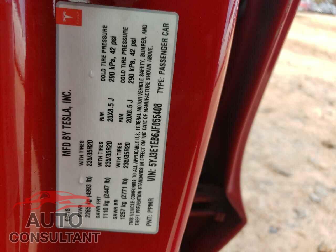 TESLA MODEL 3 2018 - 5YJ3E1EB6JF055408