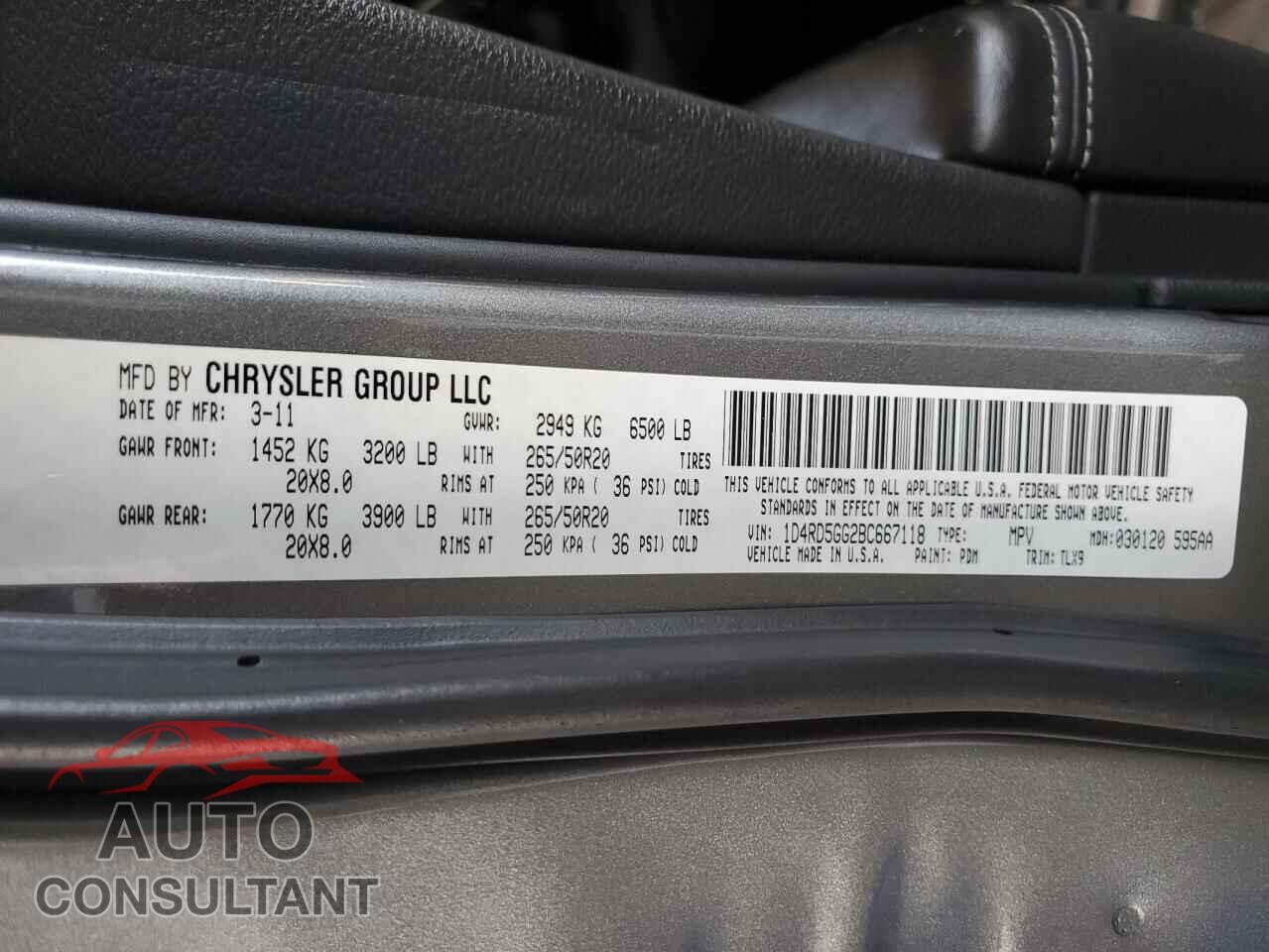 DODGE DURANGO 2011 - 1D4RD5GG2BC667118