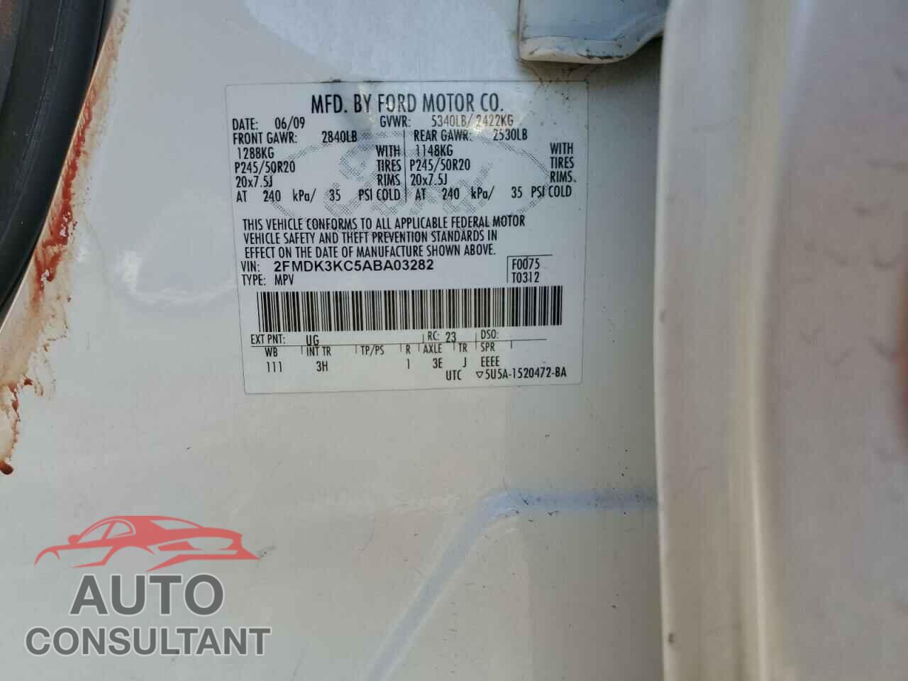 FORD EDGE 2010 - 2FMDK3KC5ABA03282