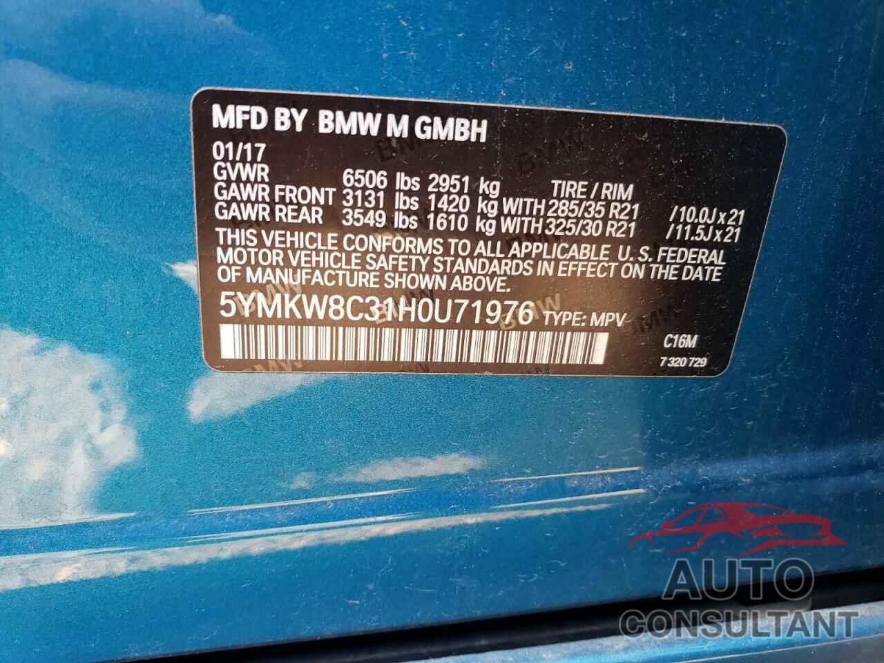 BMW X6 2017 - 5YMKW8C31H0U71976