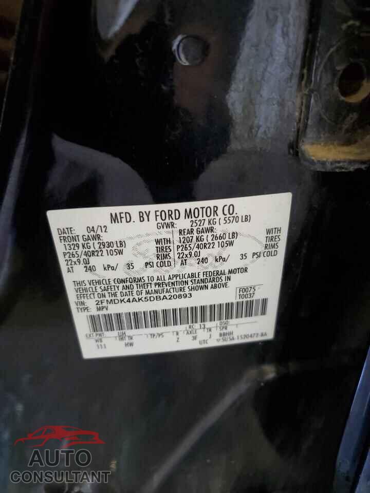 FORD EDGE 2013 - 2FMDK4AK5DBA20893