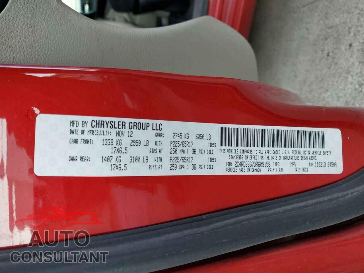 DODGE CARAVAN 2013 - 2C4RDGBG7DR609158