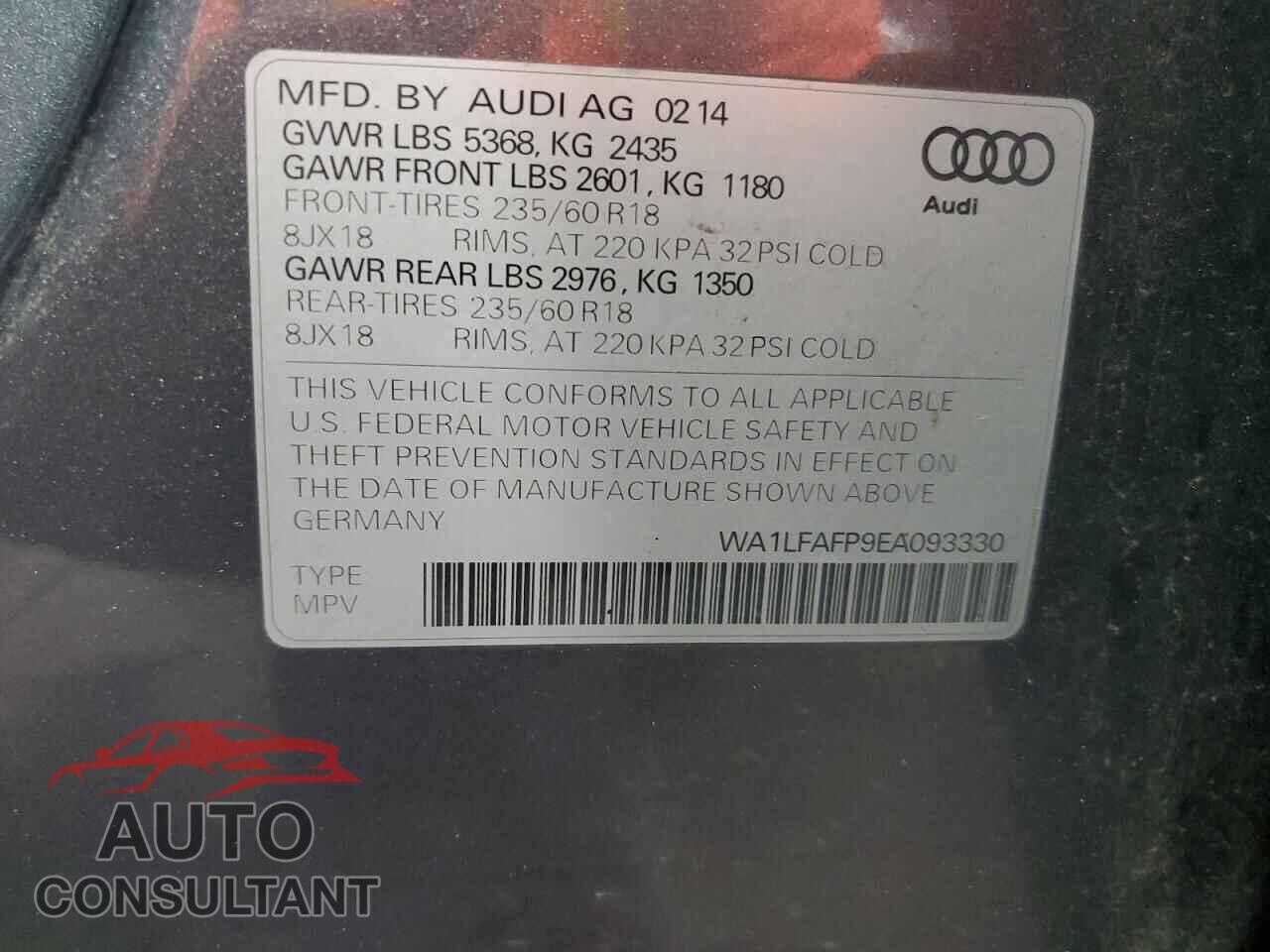 AUDI Q5 2014 - WA1LFAFP9EA093330