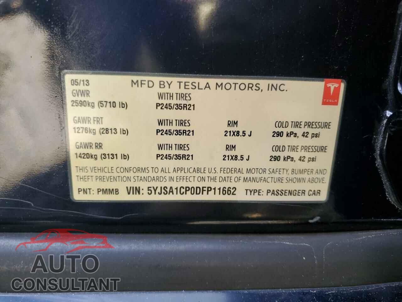 TESLA MODEL S 2013 - 5YJSA1CP0DFP11662