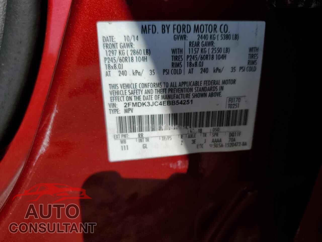 FORD EDGE 2014 - 2FMDK3JC4EBB54251