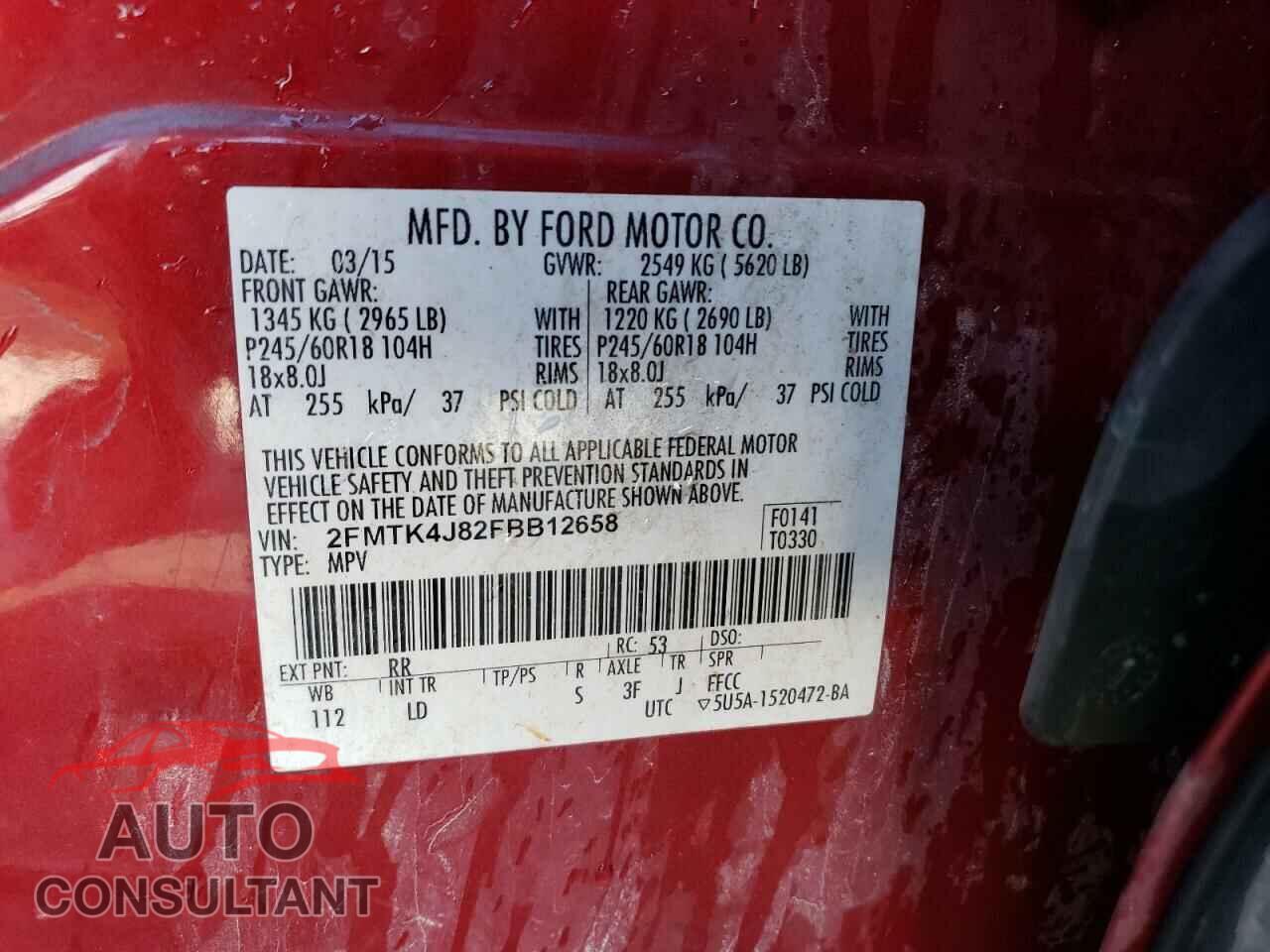 FORD EDGE 2015 - 2FMTK4J82FBB12658