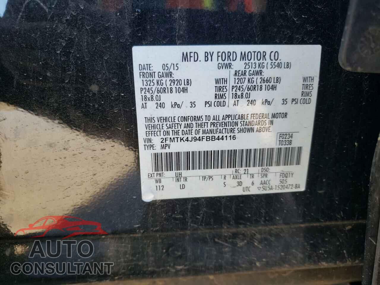 FORD EDGE 2015 - 2FMTK4J94FBB44116