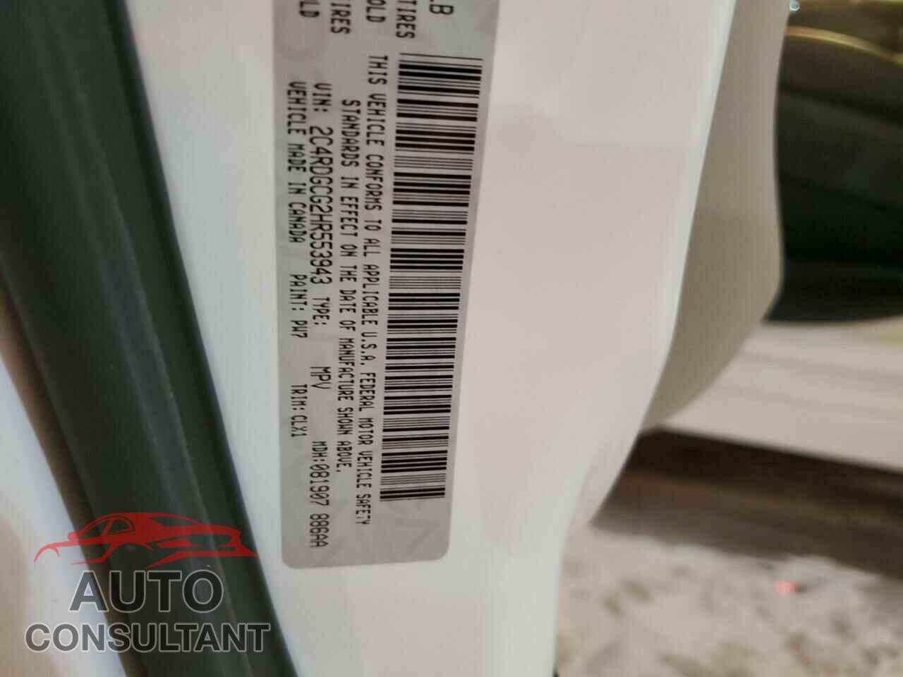 DODGE CARAVAN 2017 - 2C4RDGCG2HR553943