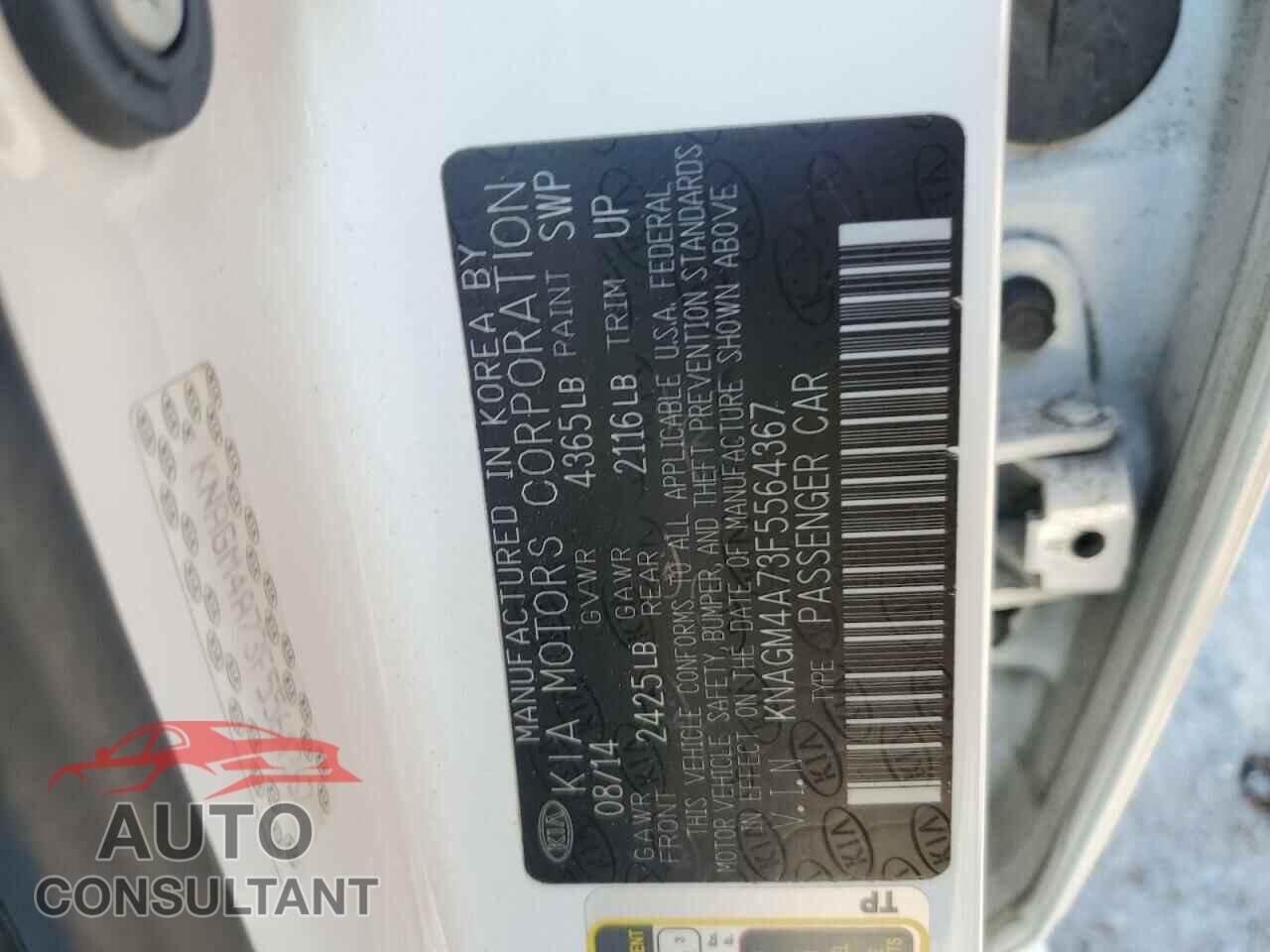 KIA OPTIMA 2015 - KNAGM4A73F5564367