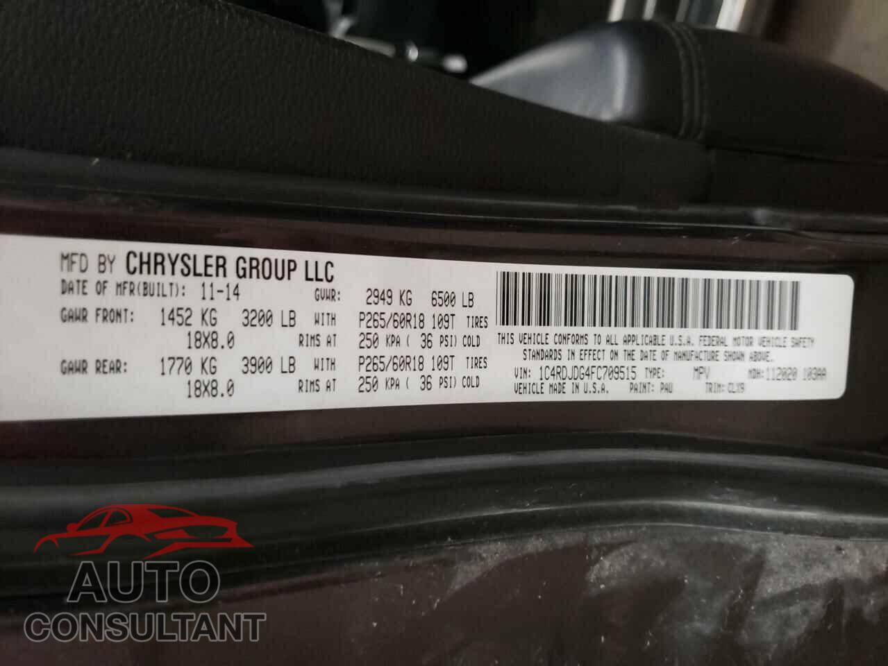 DODGE DURANGO 2015 - 1C4RDJDG4FC709515