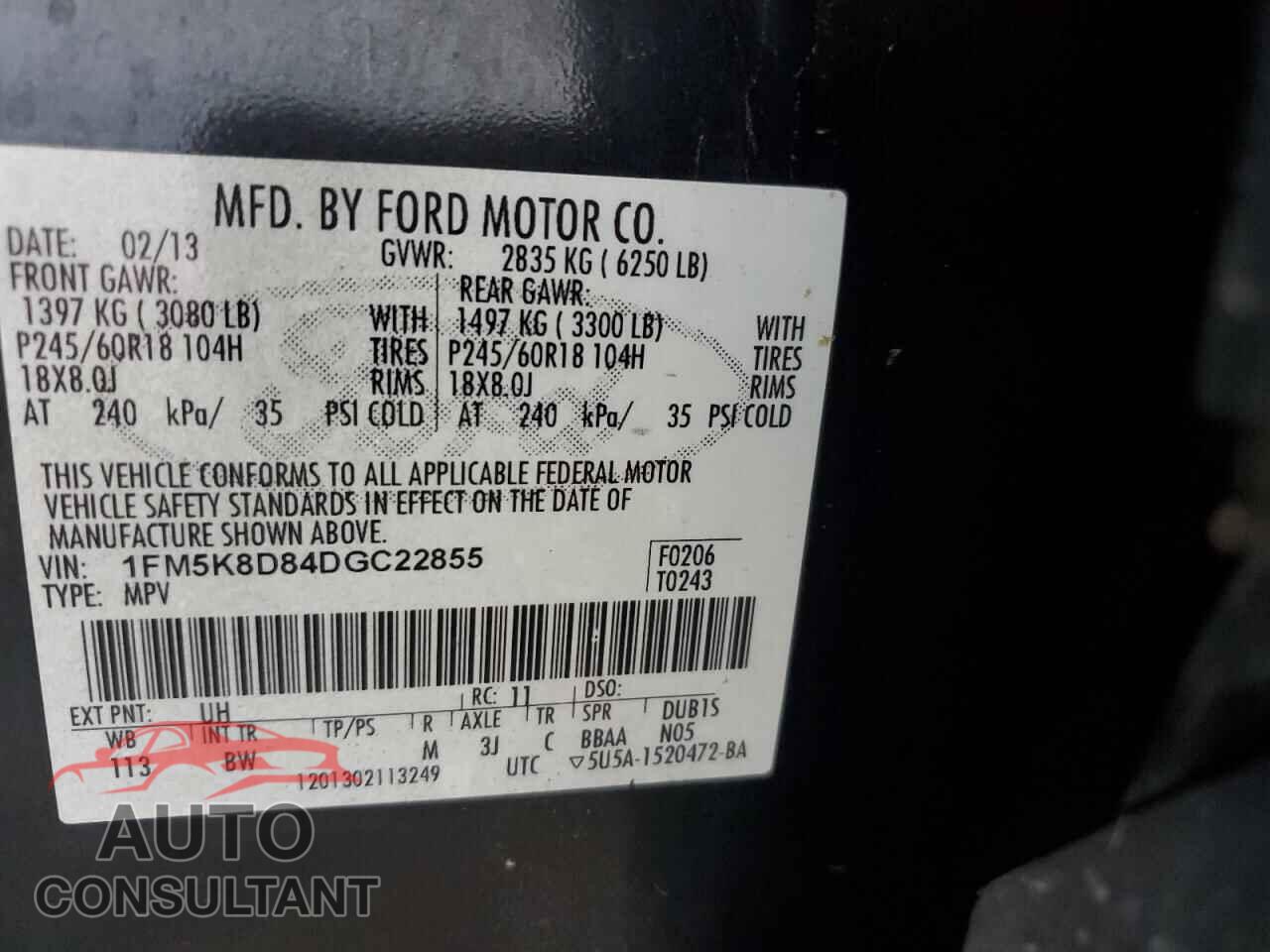 FORD EXPLORER 2013 - 1FM5K8D84DGC22855