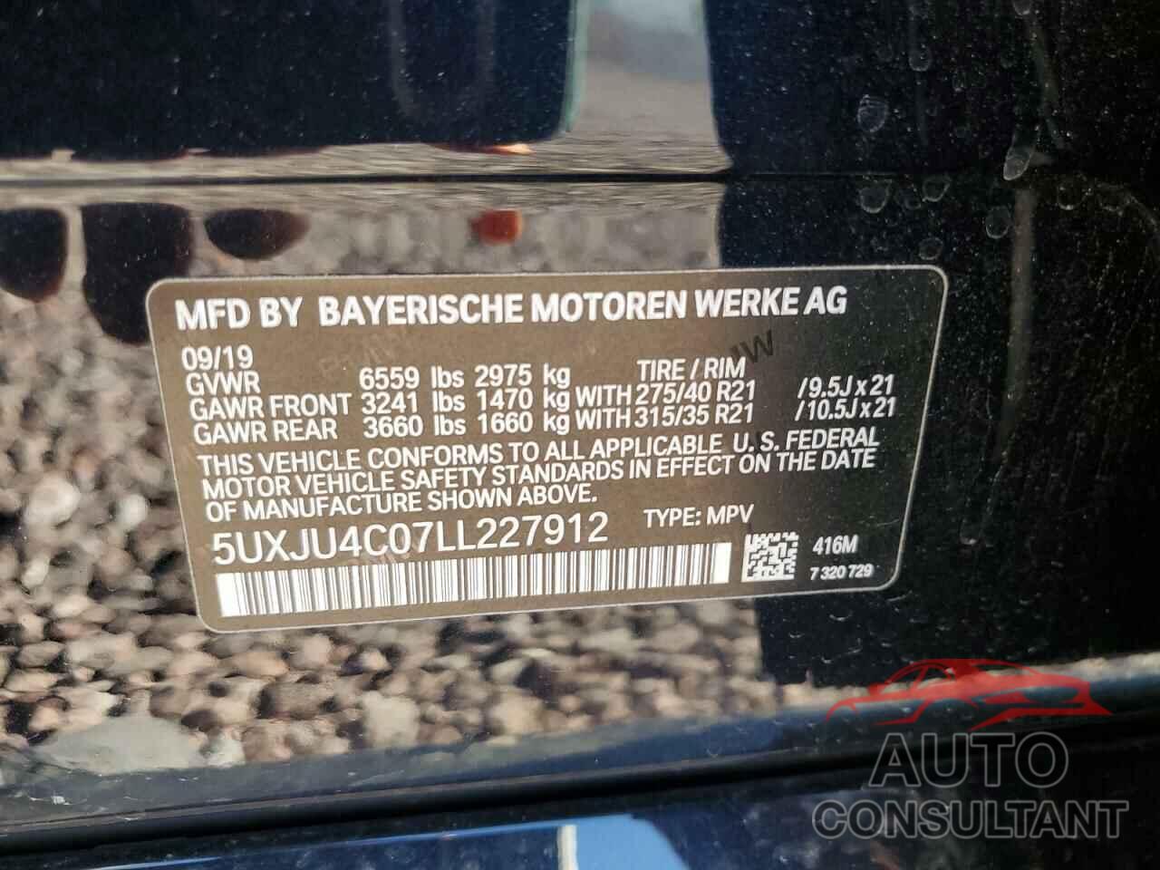 BMW X5 2020 - 5UXJU4C07LL227912