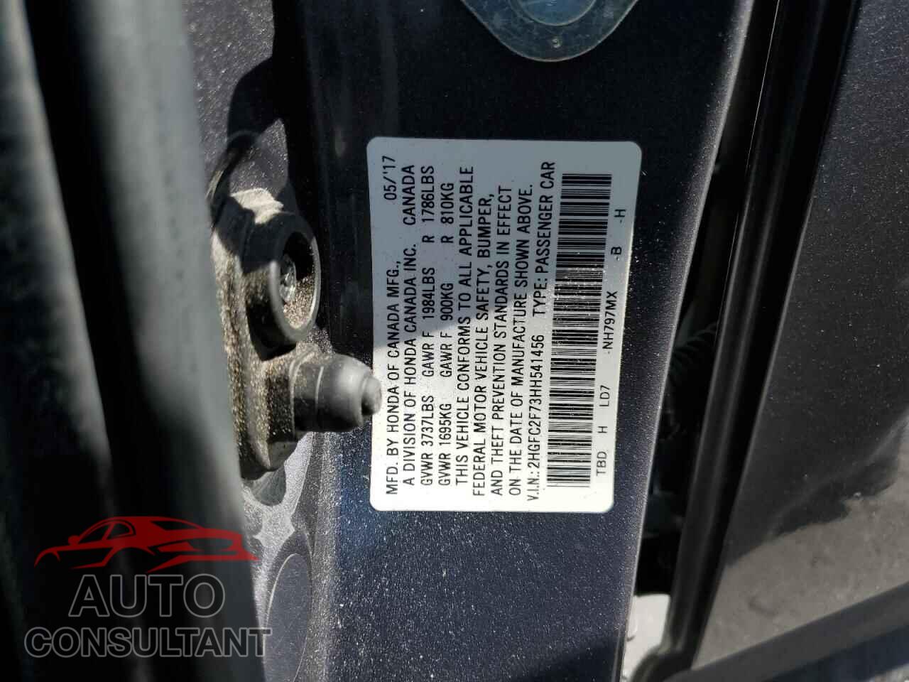 HONDA CIVIC 2017 - 2HGFC2F73HH541456
