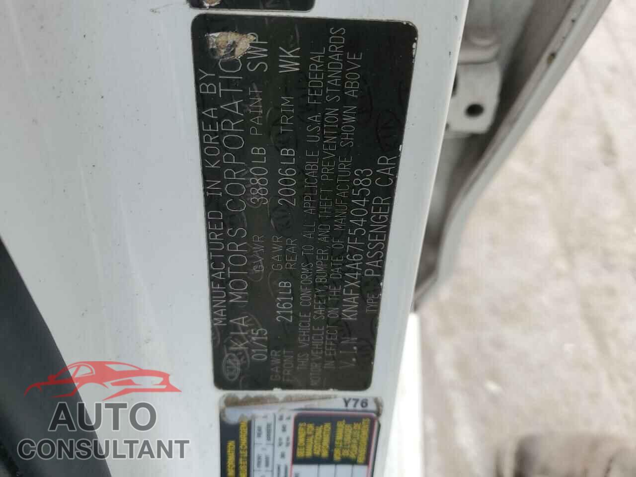 KIA FORTE 2015 - KNAFX4A67F5404583