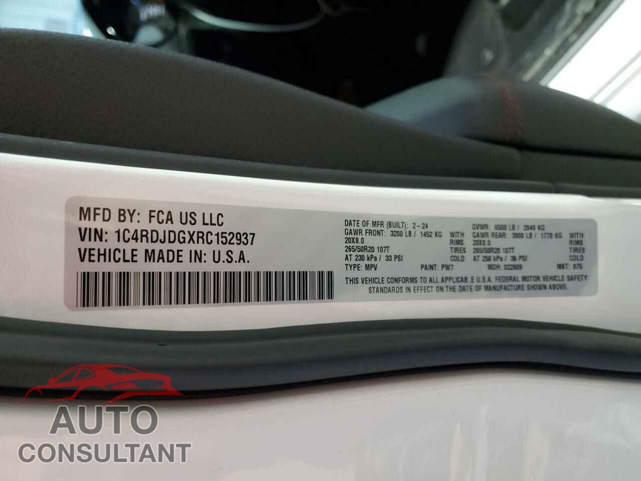 DODGE DURANGO 2024 - 1C4RDJDGXRC152937