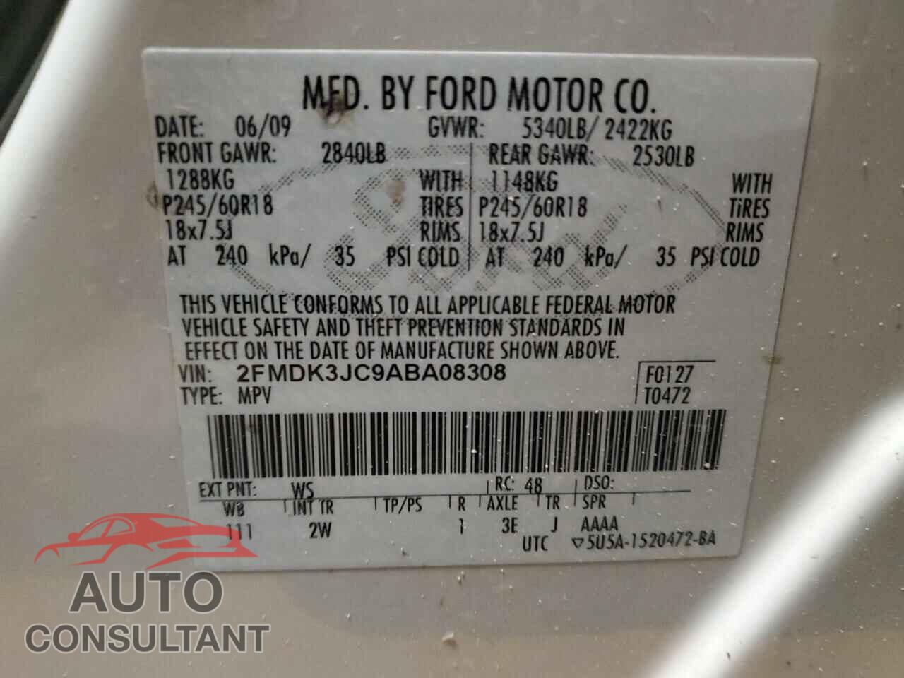 FORD EDGE 2010 - 2FMDK3JC9ABA08308